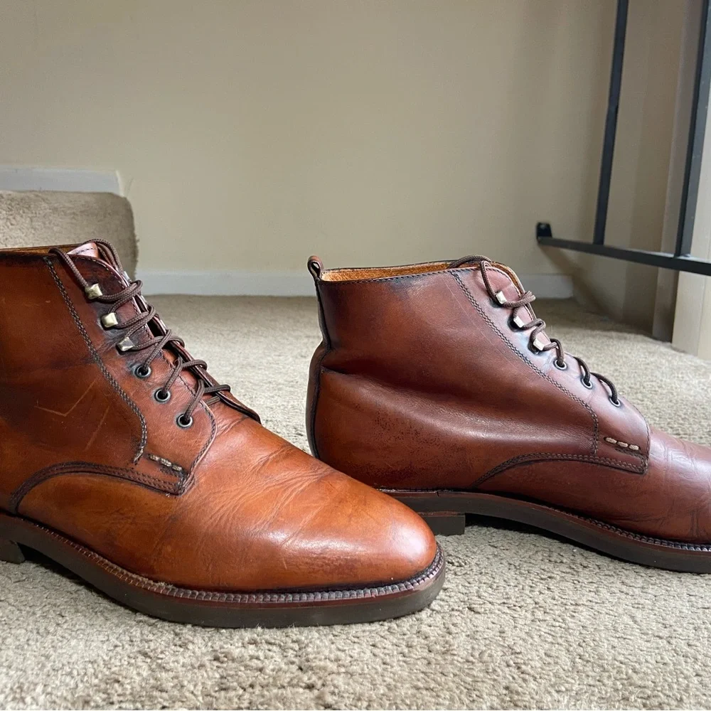 Men's Brown Leather Boots - Picture 3 of 9